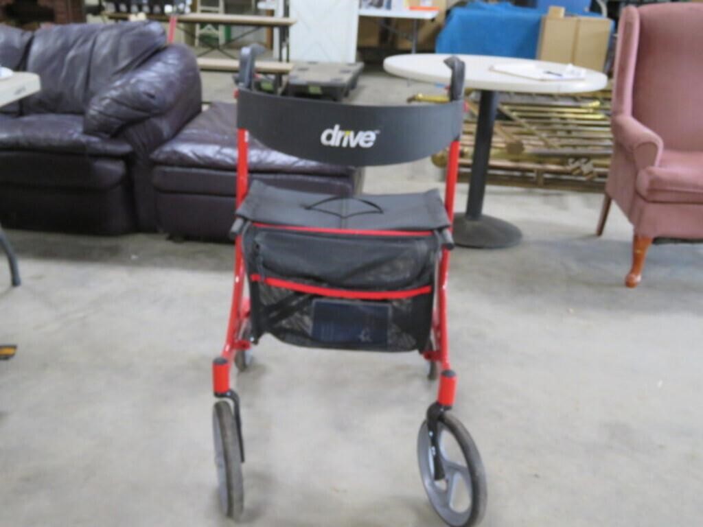 F-22 DRIVE ROLLATOR AMBULATEUR WITH MEDLINE CANE