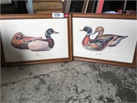 Lot Of 2 Drawing Of Ducks Including Wood Duck And