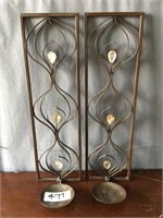 Set of 2 Large Designed Metal Candle Wall Holders