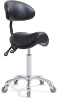 Saddle Stool Rolling Chair with Back Support