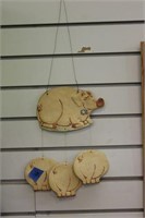 CERAMIC PIG AND PIG BUMS WINDCHIMES