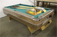 IRVING KAY CO.COIN 7FT POOL TABLE WITH ACCESSORIES