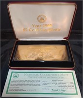 2000 National Collectors Mint $2 Gold Certificate
