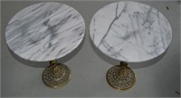Brass Base Marble Top Accent Tables