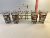 Fiestaware Glasses & Metal Holder