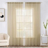 MIULEE Beige Window Sheer Curtains for Bedroom