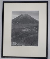 Vintage Volcano Black & White Photograph