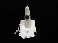 Sterling ring with amethyst, size 8