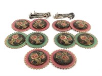 10 Early 20th C. Floral Design Curtain Tie Backs