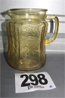 (1) Large Amber Depression Glass Pitcher (U242)