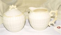 BELLEEK CREAMER AND SUGAR