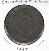 Counterfeit 5 Franc 1847