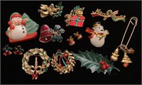 Christmas pins and earrings