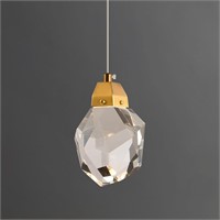 Diamond Pendant Light Fixture  1 Light Cut Crystal