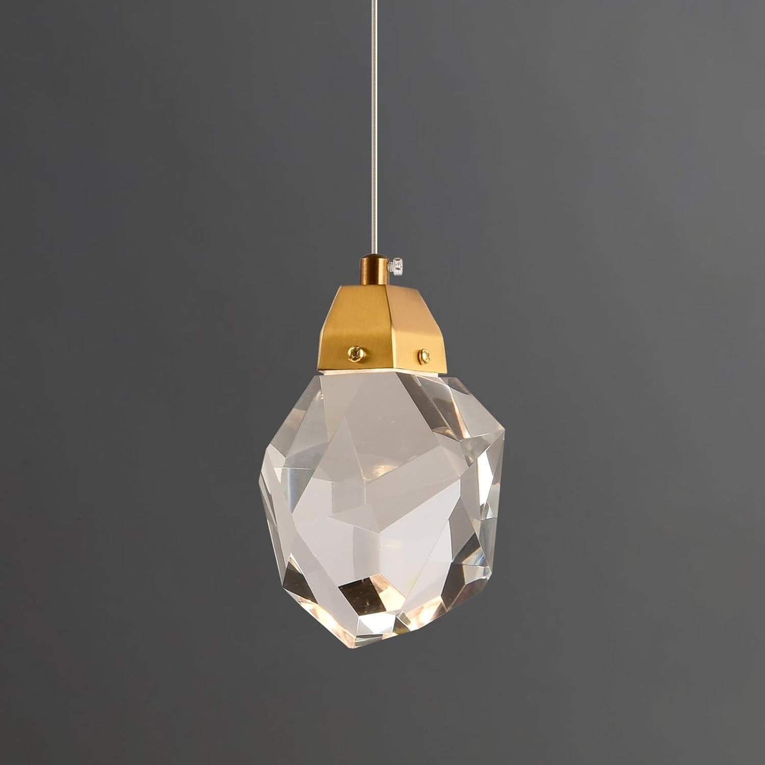 Diamond Pendant Light Fixture  1 Light Cut Crystal