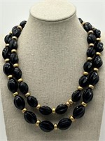 Rare Givenchy Vintage Black & Gold Runway Necklace