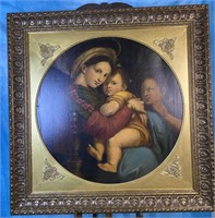Modonna Della Seggiola (Sedia) by Raphael Oil on P