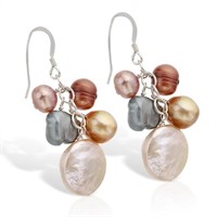 Sterling Silver Freshwater Multi Pearl Earrings