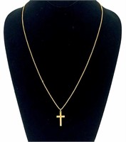 14k Tiffany Gold Cross and 14k Chain