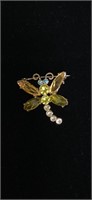 vintage rhinestone dragonfly broach