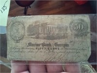 1862 Confederate 50c note Marine Bank Georgia