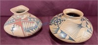 2 native American pots 8 and 9 inch