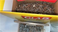Box of   1 1/2 inch nails and self tapping screws