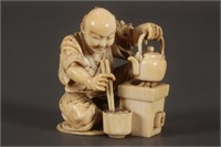 Fine Japanese Meiji Period Carved Ivory Okimono,