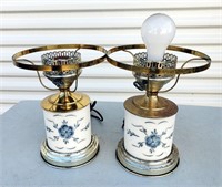 Hand Painted Glass & Brass Lamps (2)