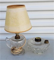 Electrified Pressed Glass Oil Lamps