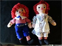Knickerbocker Raggedy Ann & Andy Dolls 16"t