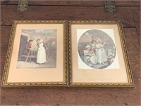 Pair Vintage Victorian Framed Pictures