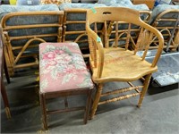 Wooden Sitting Chair & Stool
