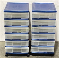 Pair of 6 Drawer Rolling Storage Cabinets