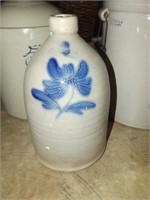Soft Shouldered 2 G. Blue Floral Decorated Jug
