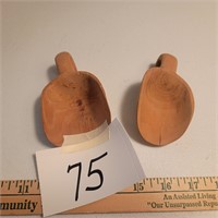 Two Small Wooden Scoops