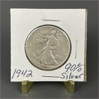 1942-D Walking Liberty Silver (90%) Half Dollar