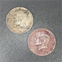 Two 1964 Kennedy Silver (90%) Half Dollars
