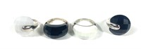 x4- Sterling silver black and white fashion rings,