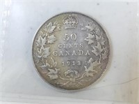 GRADED 1913 CANADIAN 50 CENT COIN