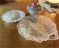 3 Glass Dishes and Ornament (living room)