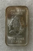 1 Troy oz. .999 Fine Silver Cuahtemol Art Bar