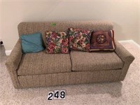 Brown Hid abed 67" Couch (Bring Help In Basement)
