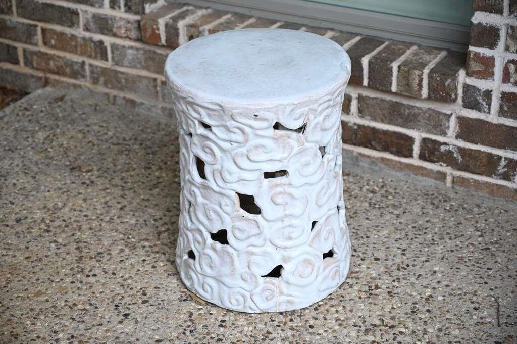 Glazed White Ceramic Plant Stand