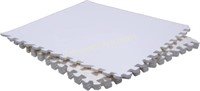 6 Pcs White Exercise Mat EVA Foam Tiles