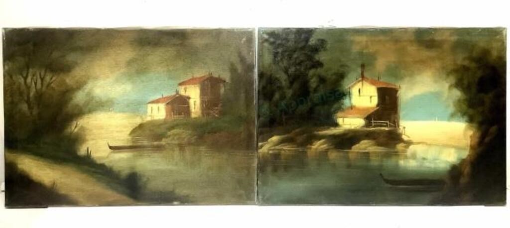 (2) Vintage European Landscapes Oil On Canvas