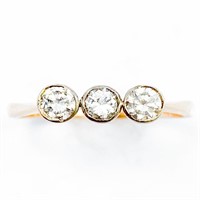 Diamond & 14k Rose Gold Trilogy Band Ring