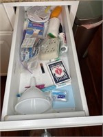 Contents of drawer and baskets