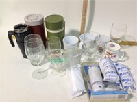 Thermoses, Brita water filters, wine glasses,