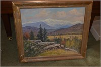 Oil on Canvas Frame Says Mt Washington NH